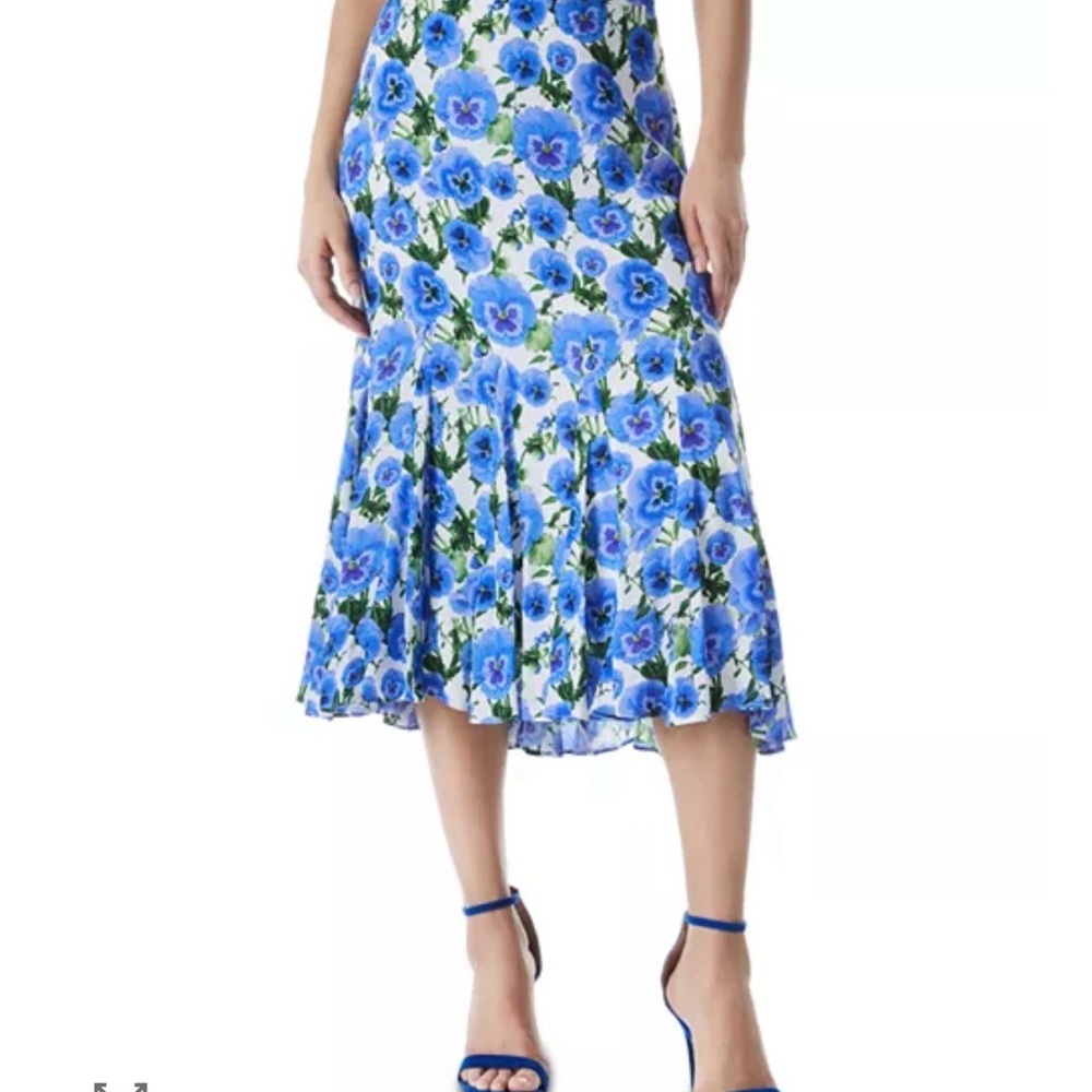 Alice + Olivia Blue Floral Midi Skirt…new never worn